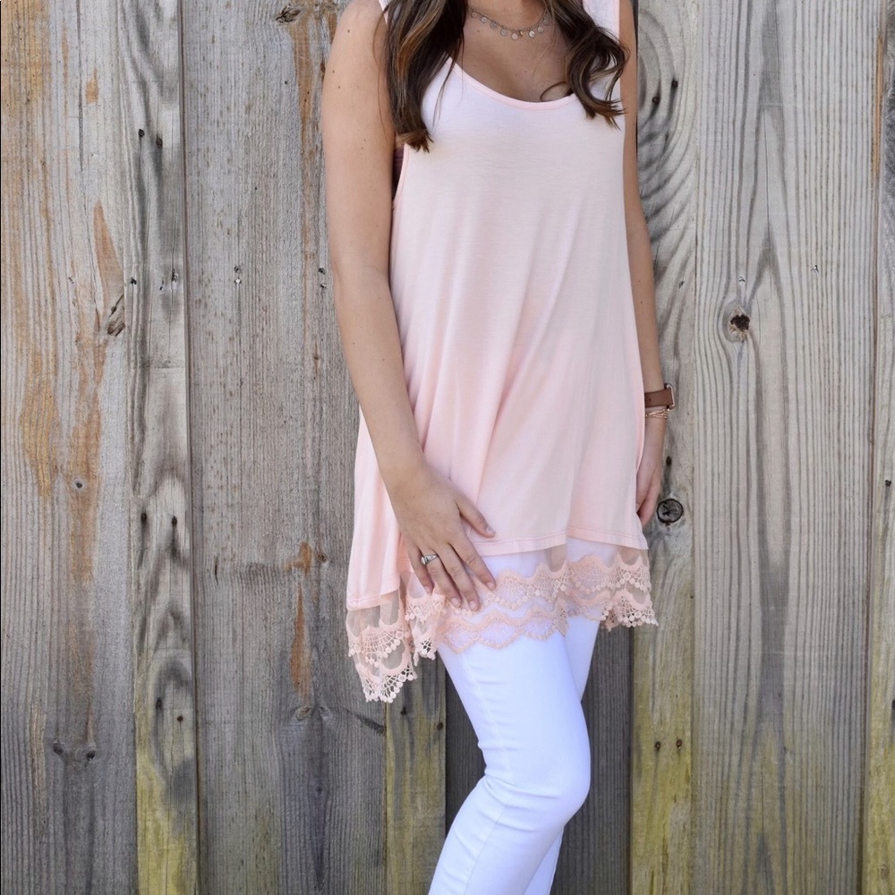 NEW! Peach Lace Tunic Tank Top